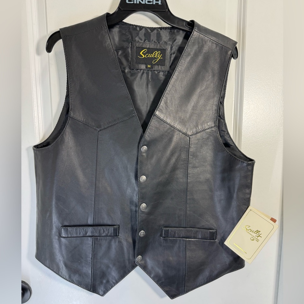 Scully Men's Classic Black Leather Vest